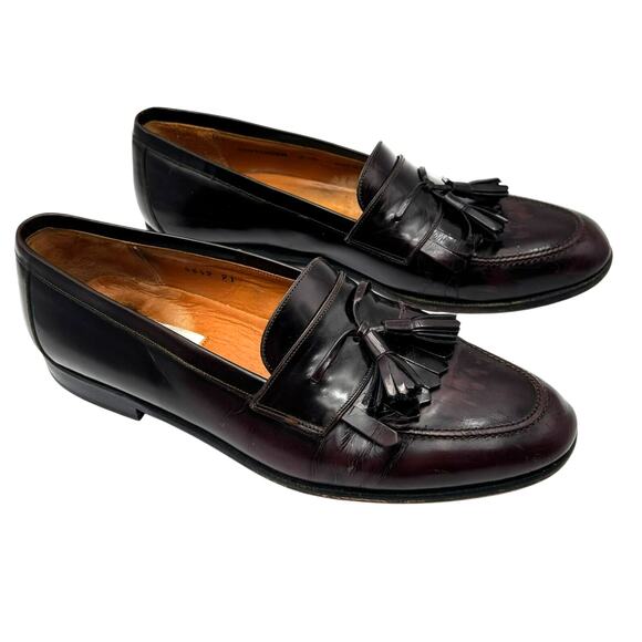 MEZLAN Men's 9M Santander Dress Shoes Burgundy Leather Kiltie Tassel‎ Loafers - Picture 1 of 10